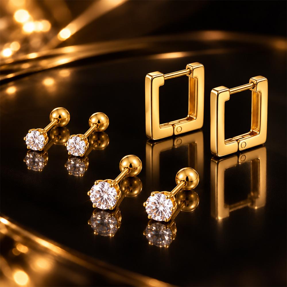 6pcs Luxury Multi Style Earring Combo Set, Elegant Stackable Designs